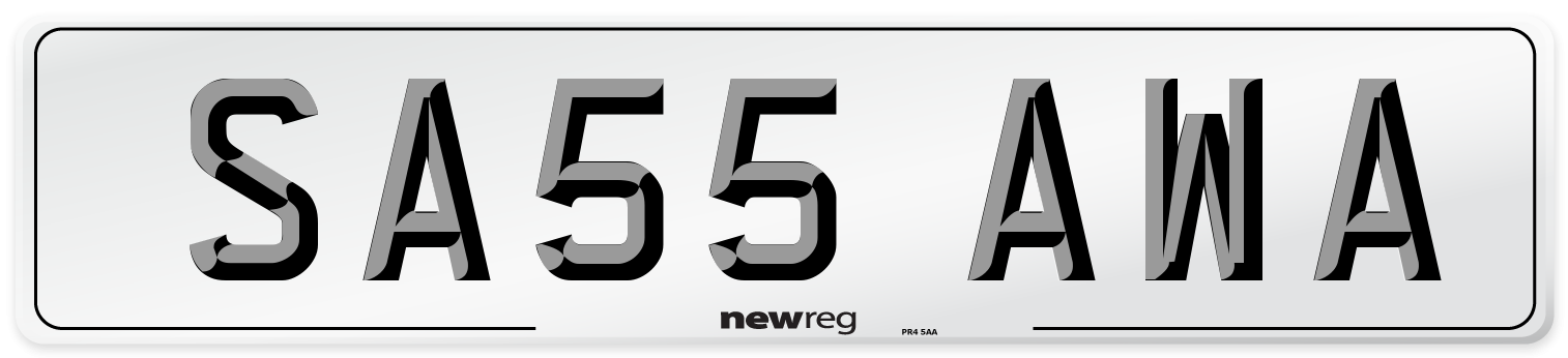 SA55 AWA Number Plate from New Reg